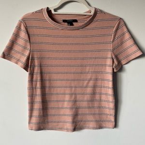 Striped Pink and White Ribbed Baby Tee